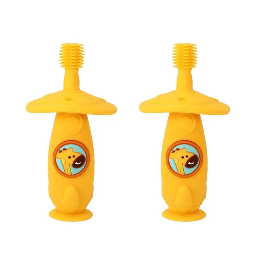 2x Marcus & Marcus Self Training 360 Silicone Kids Toothbrush Lola Yellow 12m+ - Baby