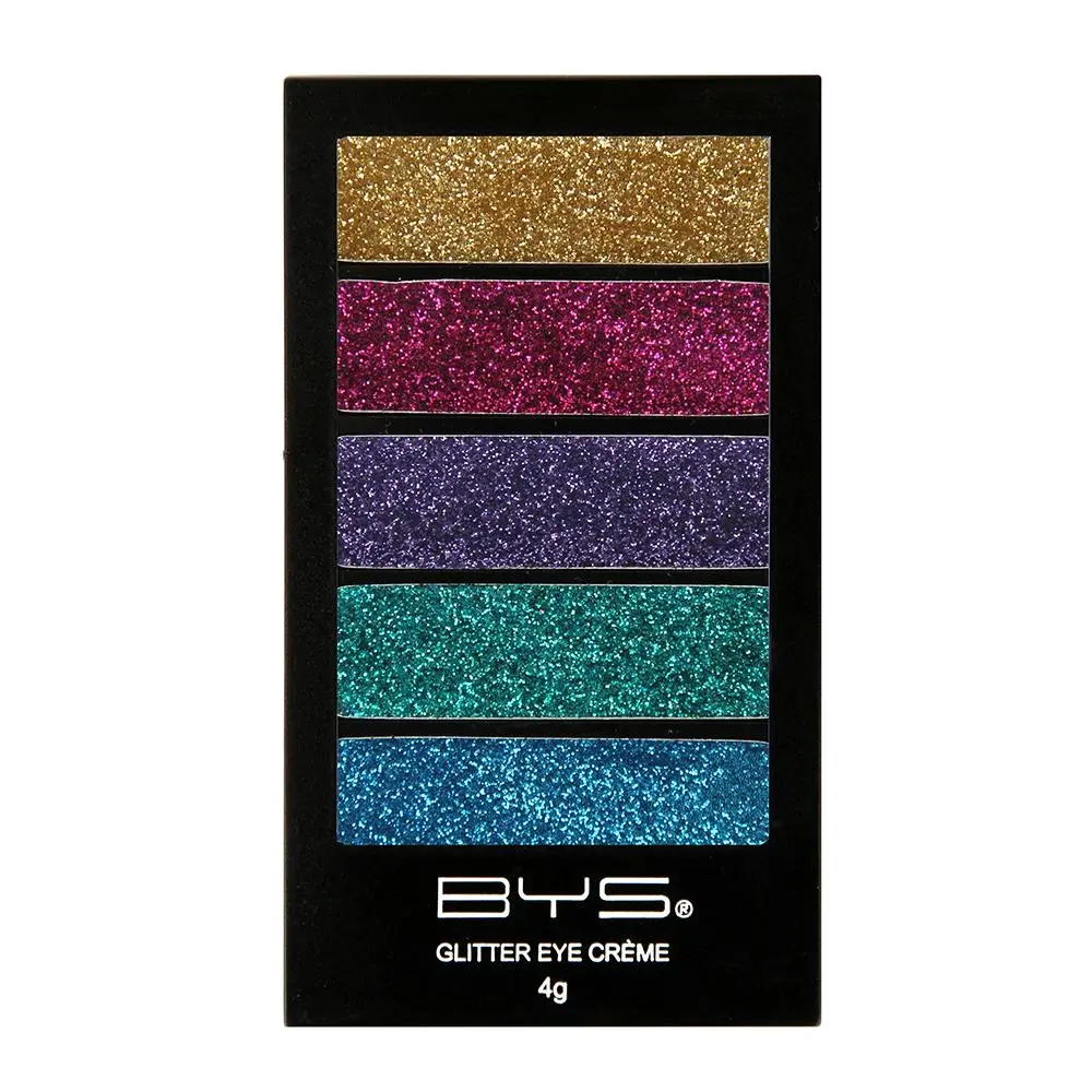 BYS Glitter Creme 4g Gel Base Makeup/Cosmetic Palette Intense Rainbow 5 Shades - Beauty