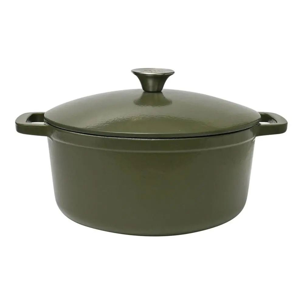 Classica 26cm/5.5L Oval Cast Iron Casserole Induction Cooking Pot Olive Green - Home & Garden