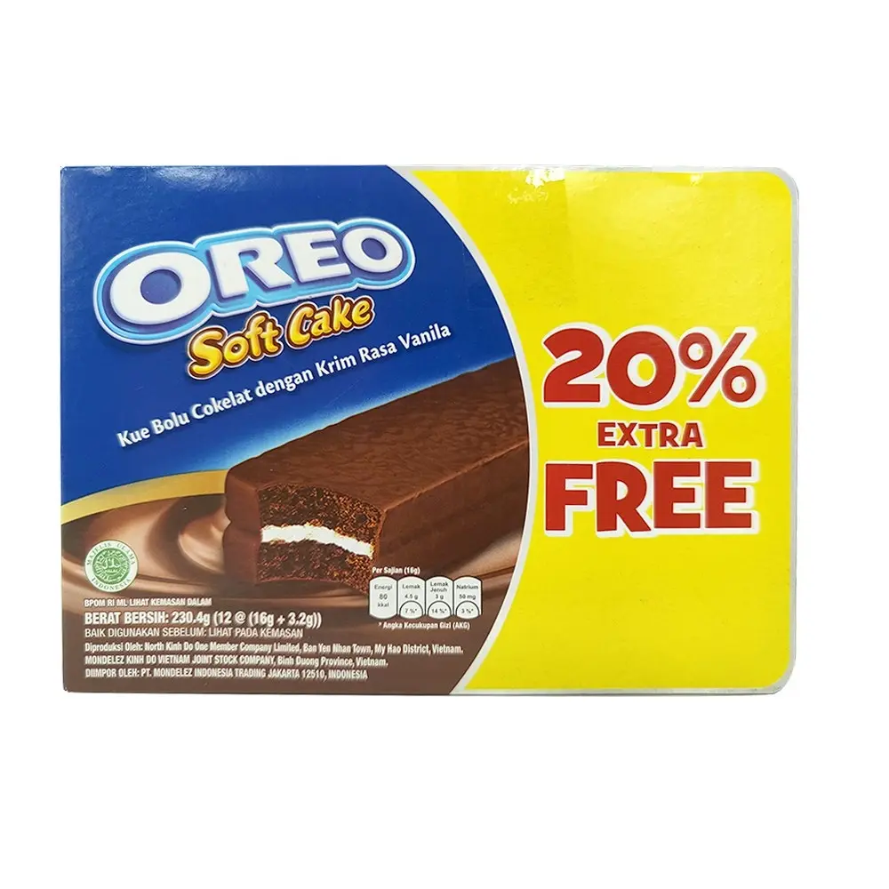12pc 230.4g Oreo Soft Sweet Cake Chocolate Sweets Sandwich Sachets/Bars Box - Groceries