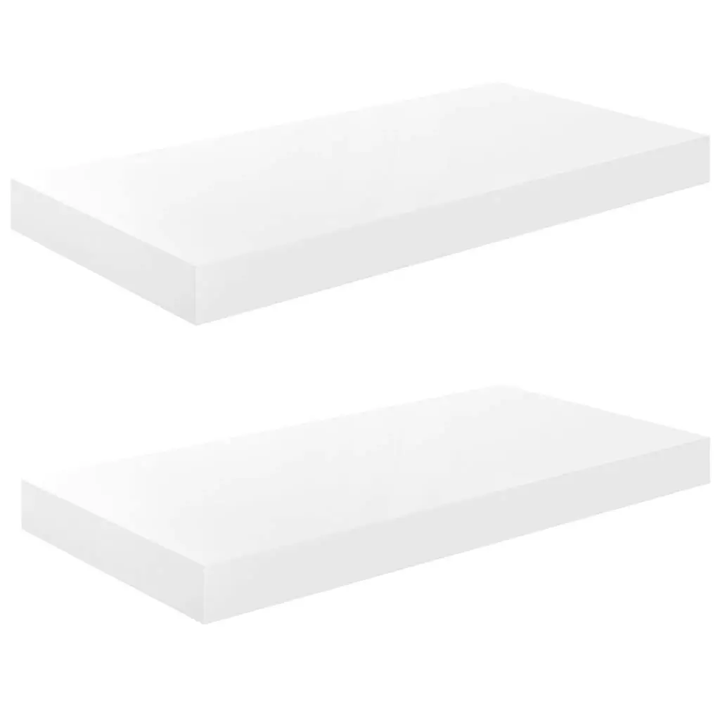 Floating Wall Shelves 2 pcs High Gloss White 50x23x3.8 cm MDF 323746 - Furniture