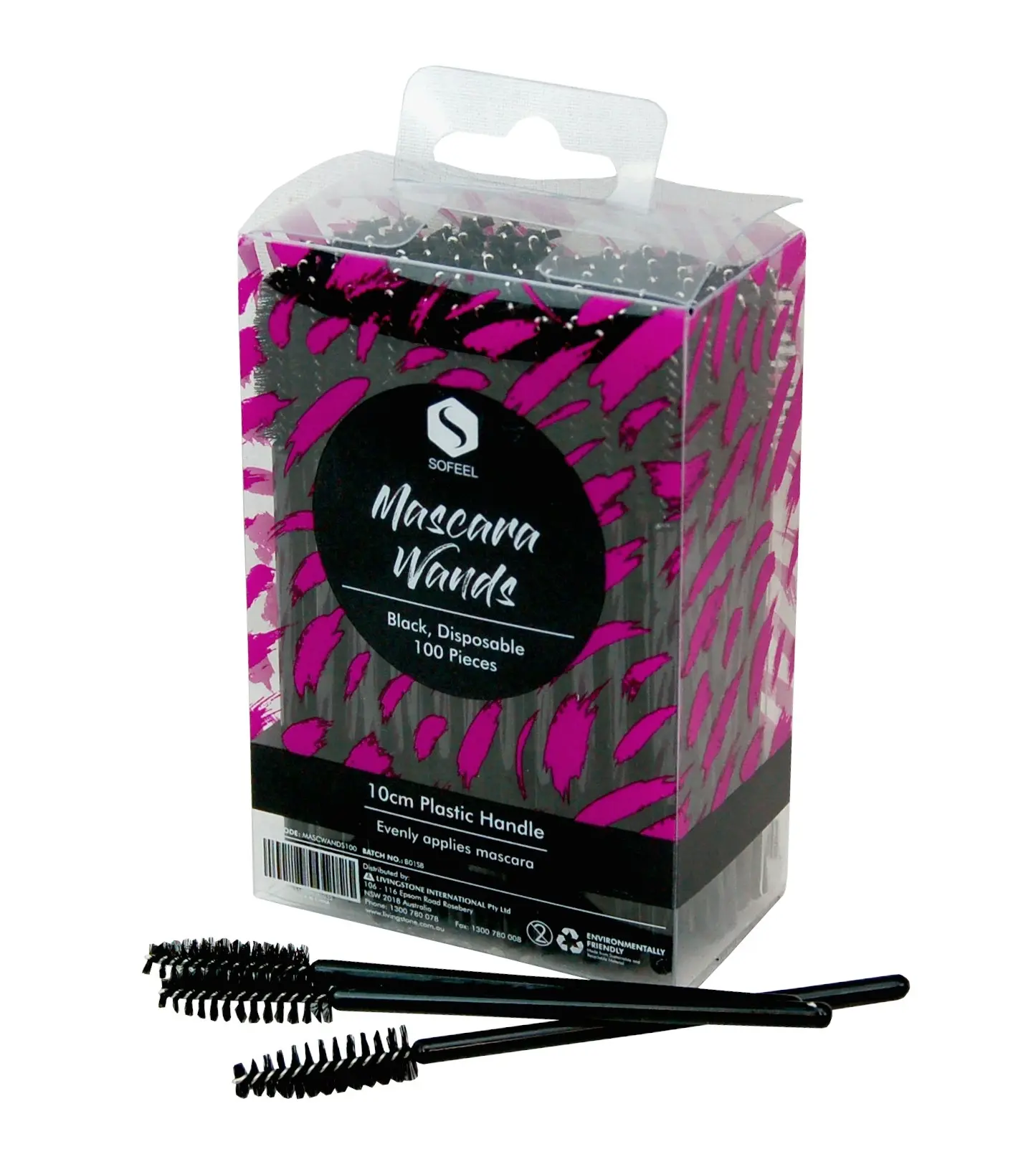 Sofeel Mascara Wands Plastic Black 4(D)mm handle 100 Pack - Beauty