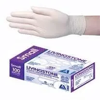 Livingstone Premium Biodegradable Latex Examination Gloves, AS NZ Standard, Low Powder, Small, Cream, 100/Box, 1,000/Carton - Commercial