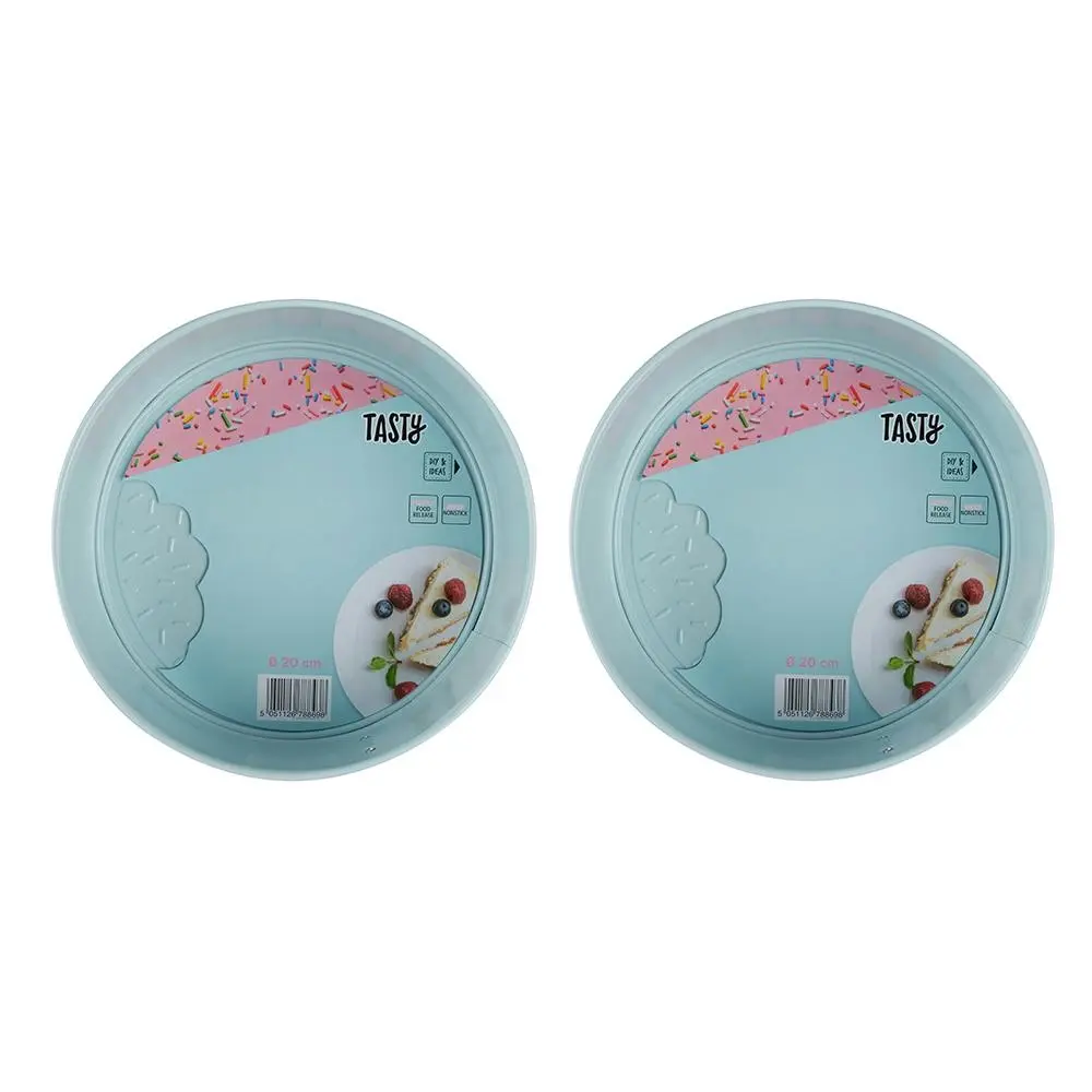 2x Tasty Springform Non-Stick Cake Pan Baking Mould Round 1.7L/20cm Light Blue