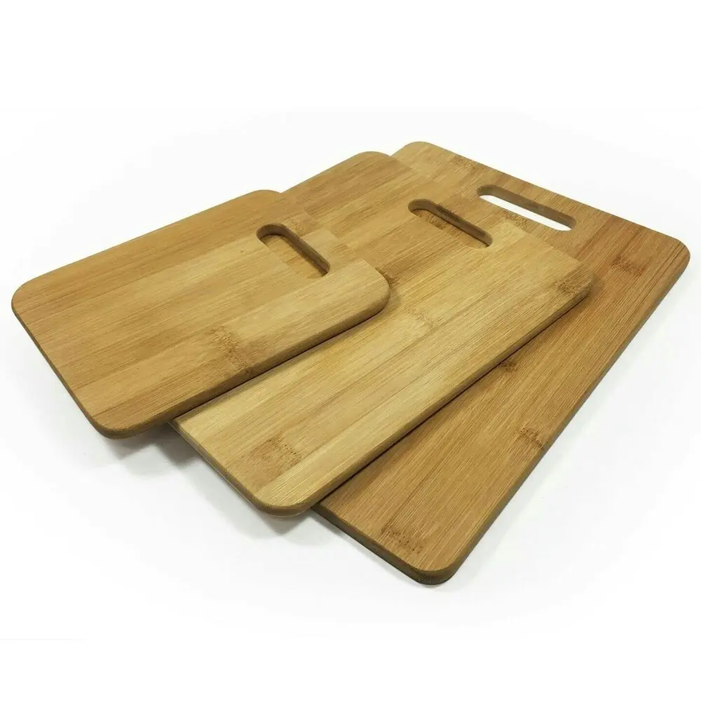 3PK Bamboo Chopping Cutting Boards Kitchen Wooden Serving Board Platter Brown - Home & Garden