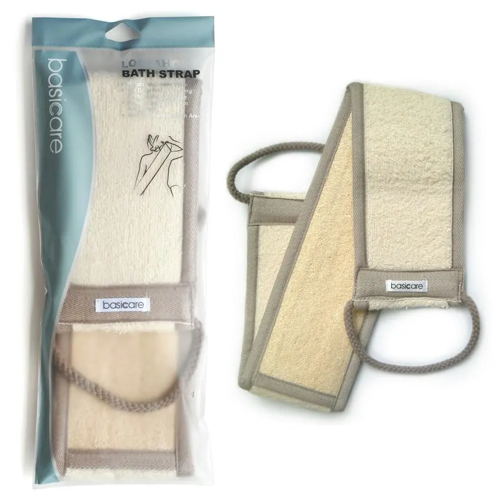 Basicare Back Strap Loofah Towelling Exfoliating Shower Body Scrub - Beauty
