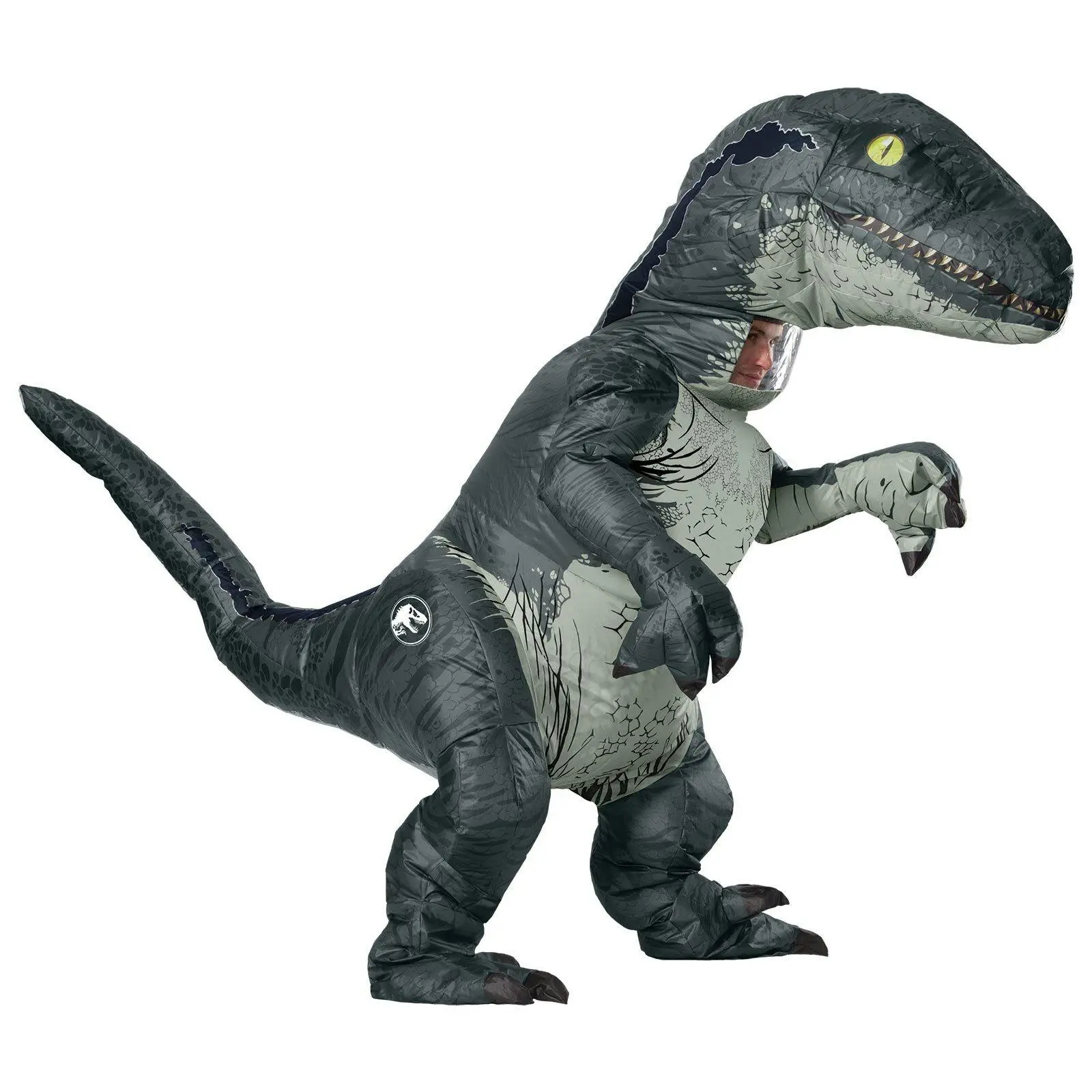 Rubies Velociraptor Blue Dinosaur Adult Inflatable Dress Up Costume Size STD - Fashion