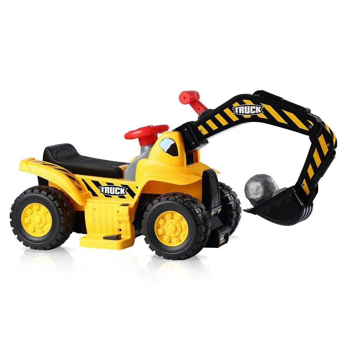 Ausway Kids Ride on Digger Electric Excavator Bulldozer Loader Car with Safety Helmet - Toys & Games