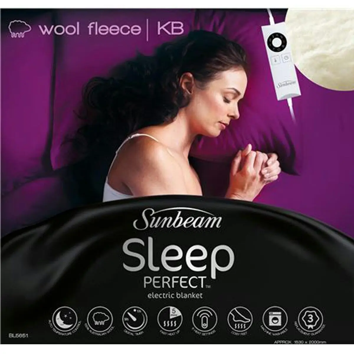 Sunbeam Sleep Perfect Super King Bed Wool Fleece Heated Blanket - Home & Garden