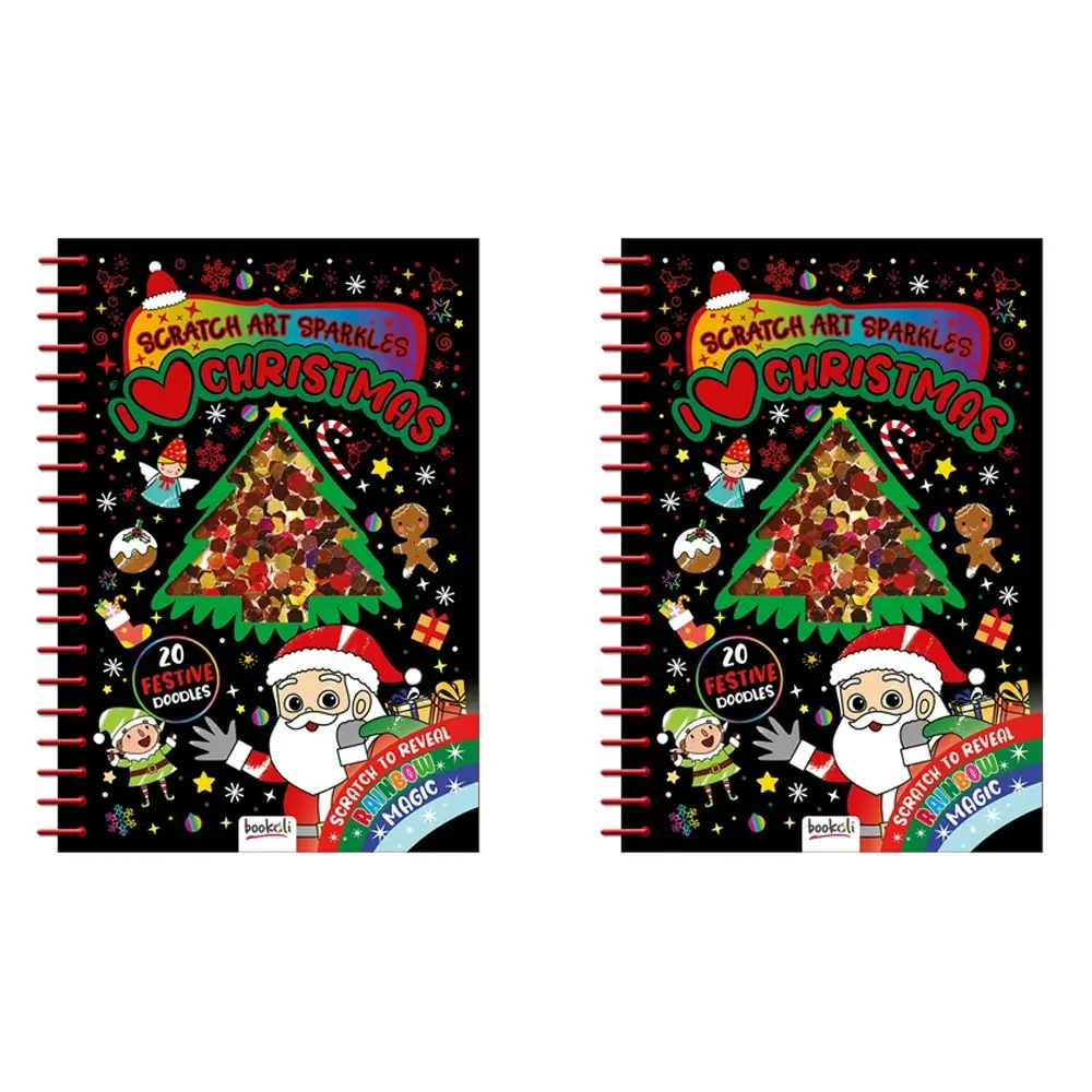 2x Bookoli Scratch Art Sparkles I Love Christmas Art/Craft Activity Book 4y+ - Entertainment