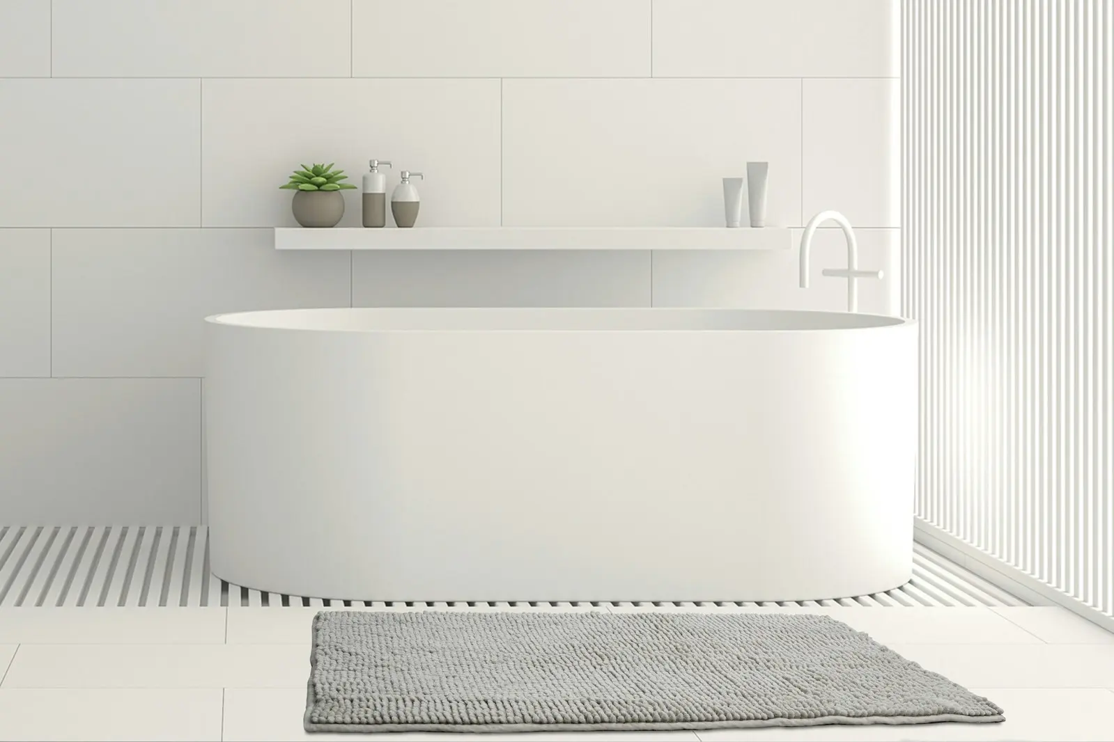 Ardor Toggle 50x100cm Bath Floor Room Mat Toilet Bathroom Rectangle Silver - Home & Garden