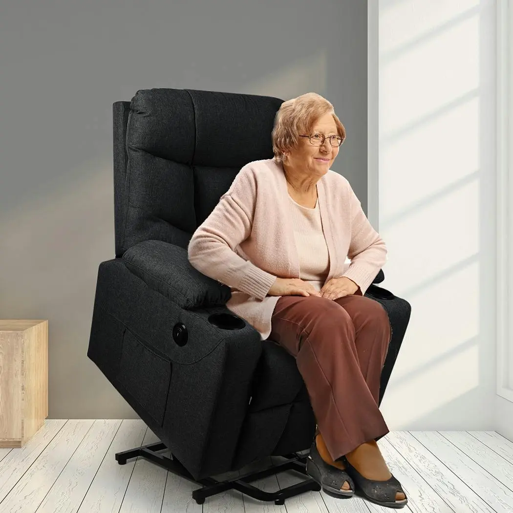 Levede Recliner Chair Electric Lift Chair Armchair Lounge Fabric Sofa USB Charge - Health