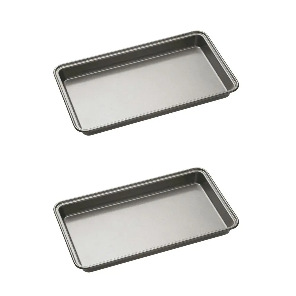 2x MasterCraft 34cm Heavy Base Non-Stick Brownie Pan Rectangle Baking Tray Black