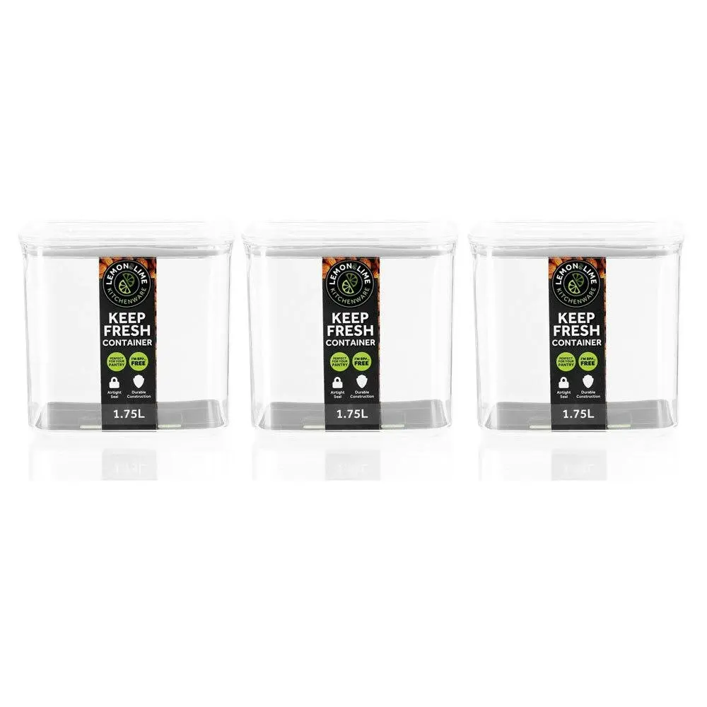 3x Lemon & Lime 1.75L Keep Fresh Storer Food Container Rectangle Storage w/ Lid - Home & Garden