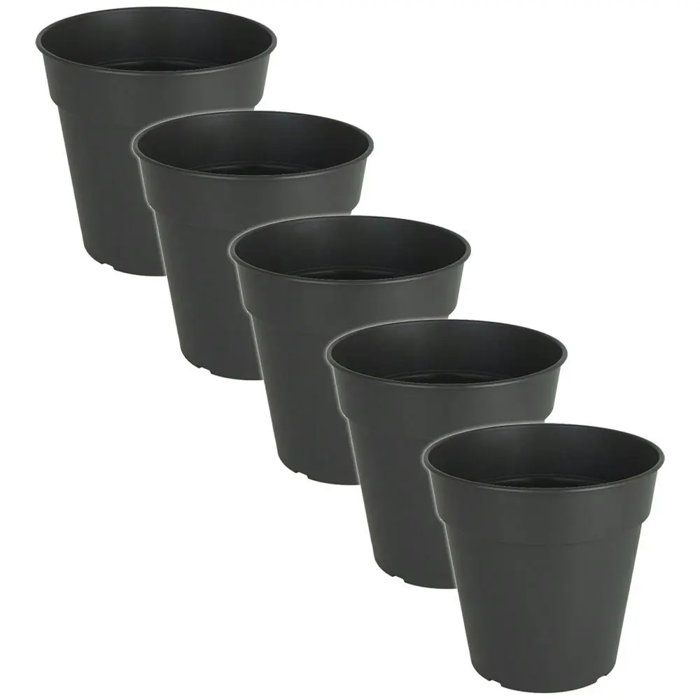 5x Artevasi Madagascar Plastic Indoor/Outdoor Garden Pot 21x20.2cm Anthracite - Home & Garden