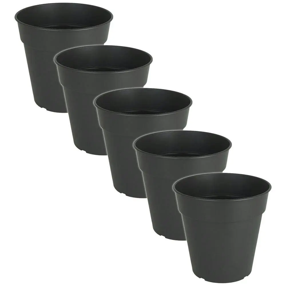 5x Artevasi Madagascar Plastic Indoor/Outdoor Garden Pot 23x22.2cm Anthracite - Home & Garden