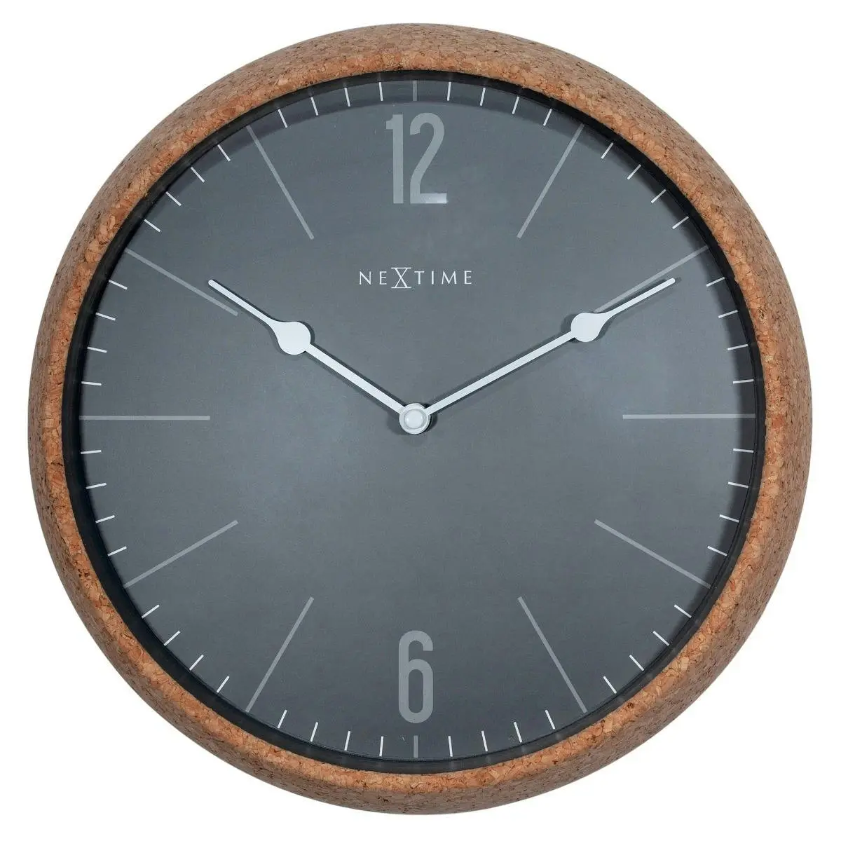NeXtime 30cm Cork Silent Battery Operated Round Home/Office Decor Wall Clock GRY - Home & Garden