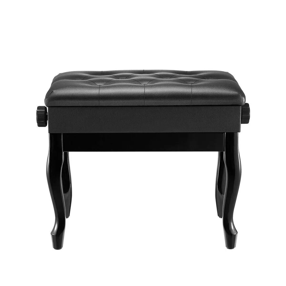 Melodic Piano Stool Adjustable Wood Chair Keyboard Bench with Storage Bent Leg Black - Hobbies