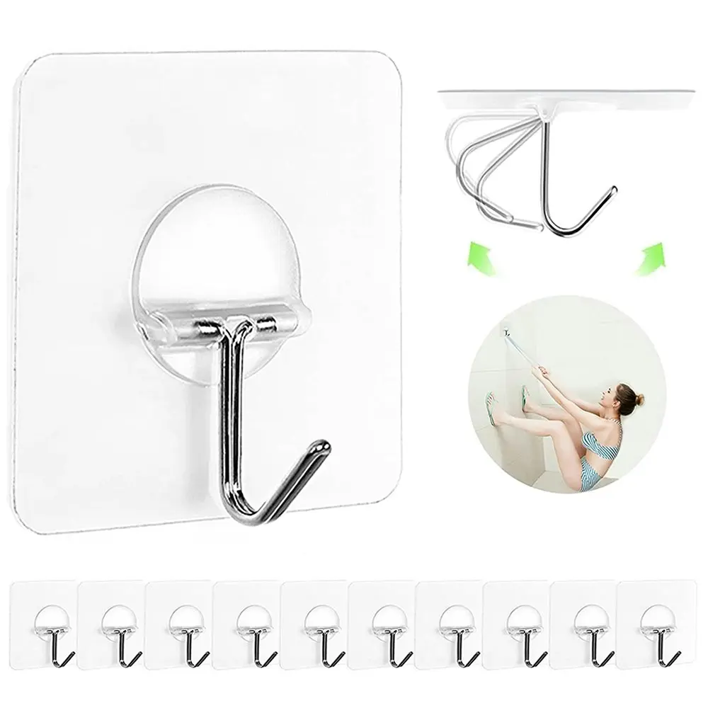 12Pcs Adhesive Hooks for Hanging Heavy Duty Wall Hooks Self Adhesive Towel Coat Hooks - Home & Garden