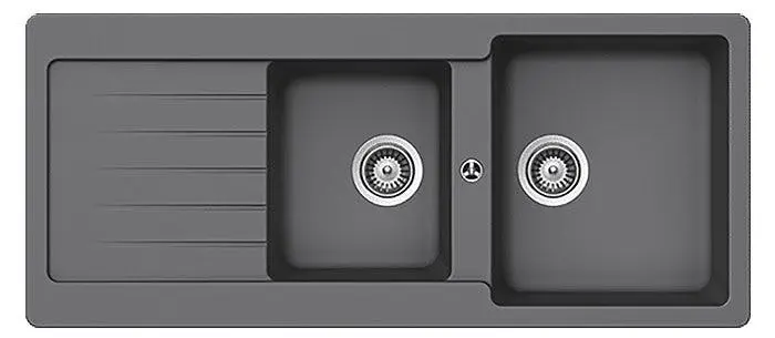 Abey Schock Typos 1 and 3/4 Bowl Sink with Drainer - Hardware