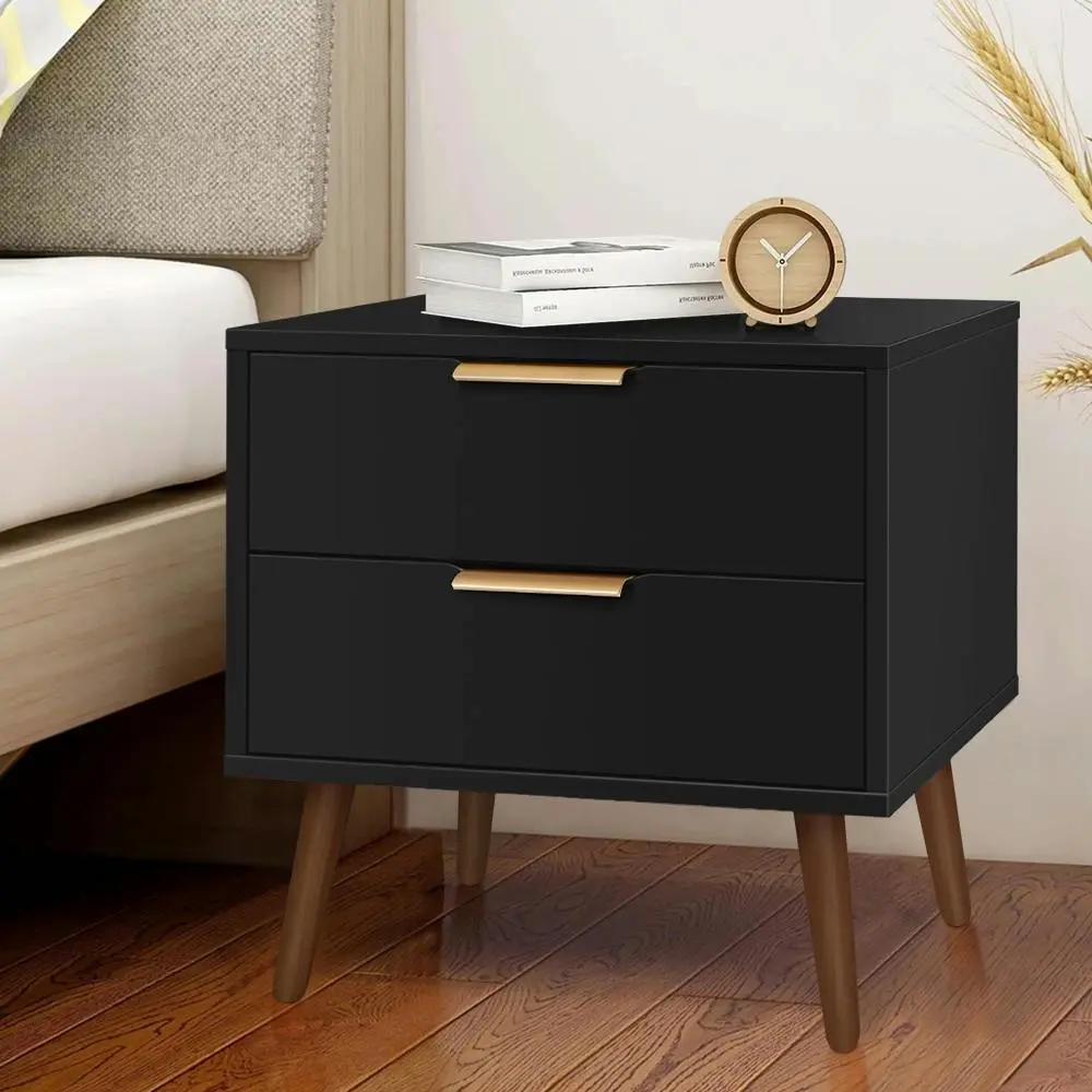 Alfordson Bedside Table Black Scandinavian - Furniture