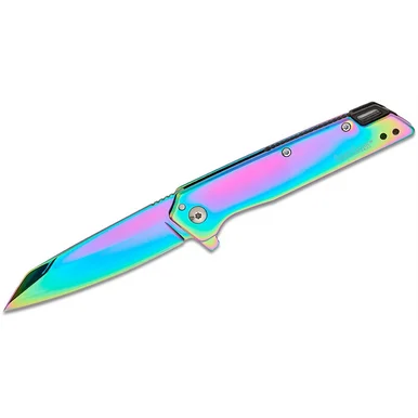 Kershaw 1365RBW Misdirect Assisted Open Frame Lock Reverse Tanto Blade Edc Folding Pocket Knife - Rainbow