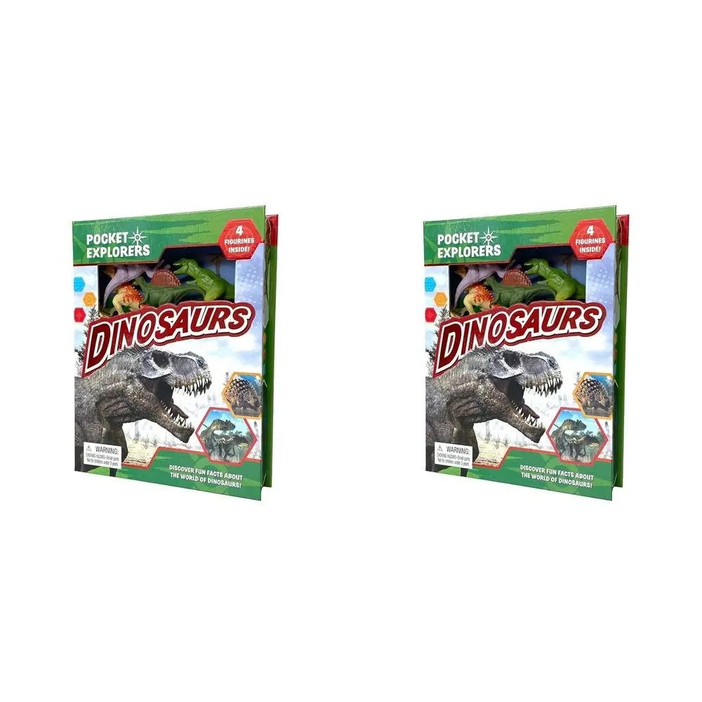 2x Dinosaurs Pocket Explorers Kids/Children Educational Book w/ 4 Figurines 3y+ - Entertainment