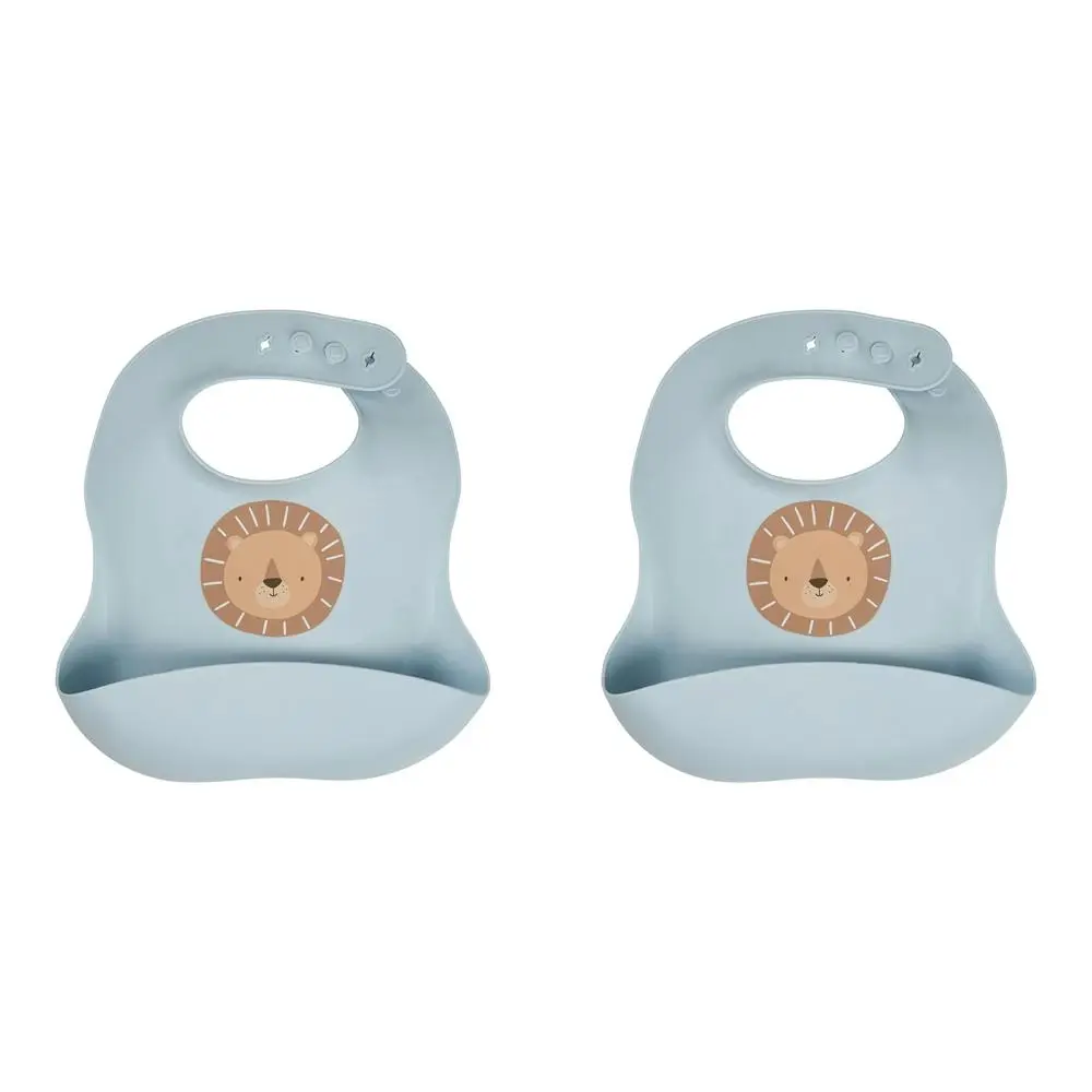 2x Splosh Baby Lion Silicone Feeding Bib Adjustable Food Catcher 24cm BLU 0+