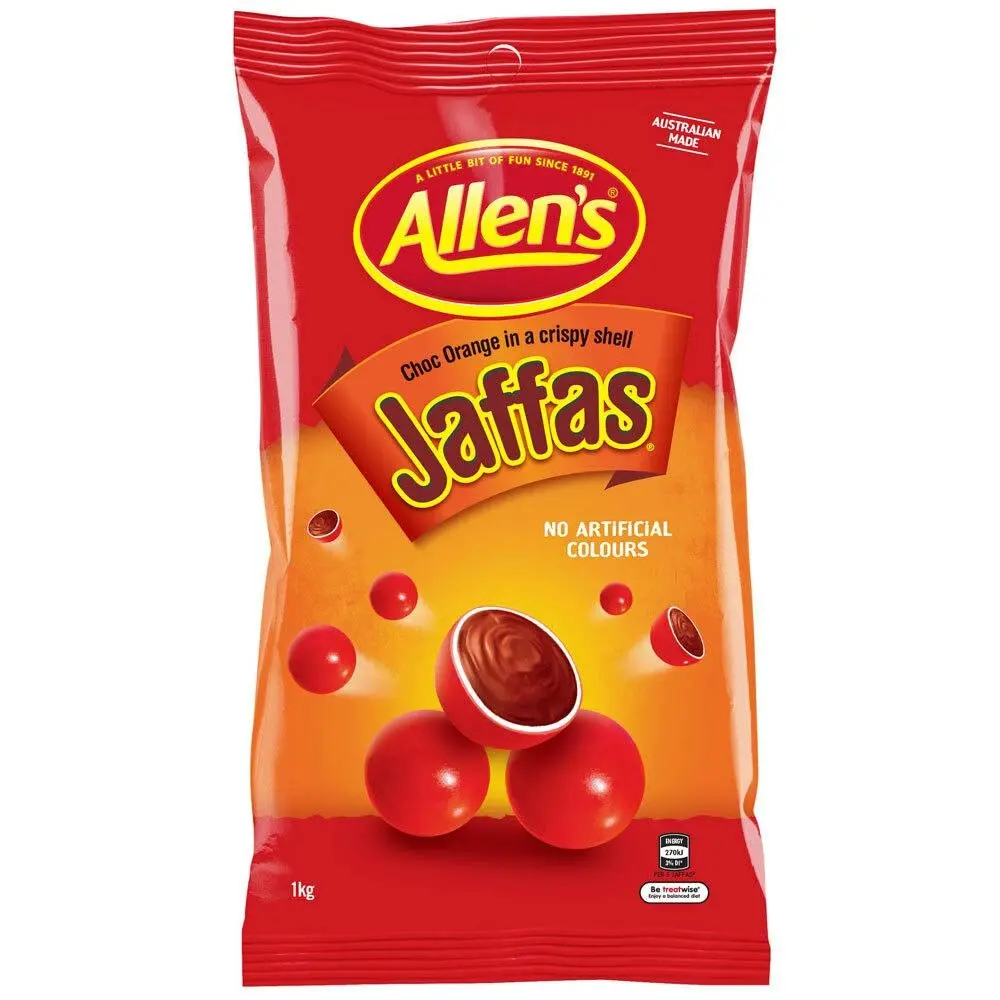 Allen's 1kg Jaffas Choc Orange Crispy Crunchy Shell Candy/Lolly Sweet Snack Bag - Groceries