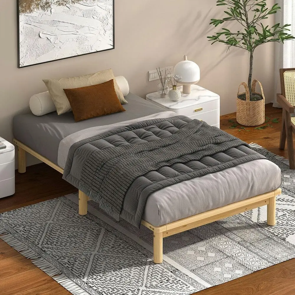 Alfordson Bed Frame Wooden Timber King Single Mattress Base Platform Basia Oak - Furniture