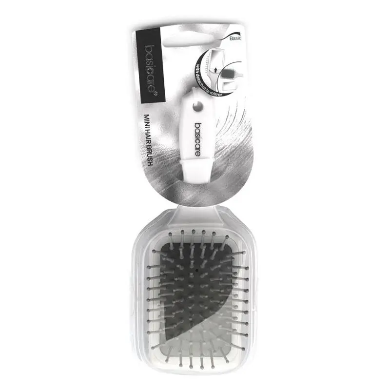 Basicare Mini Paddle Hair Brush with Mirror Compact Travel Hairdressing Comb - Beauty