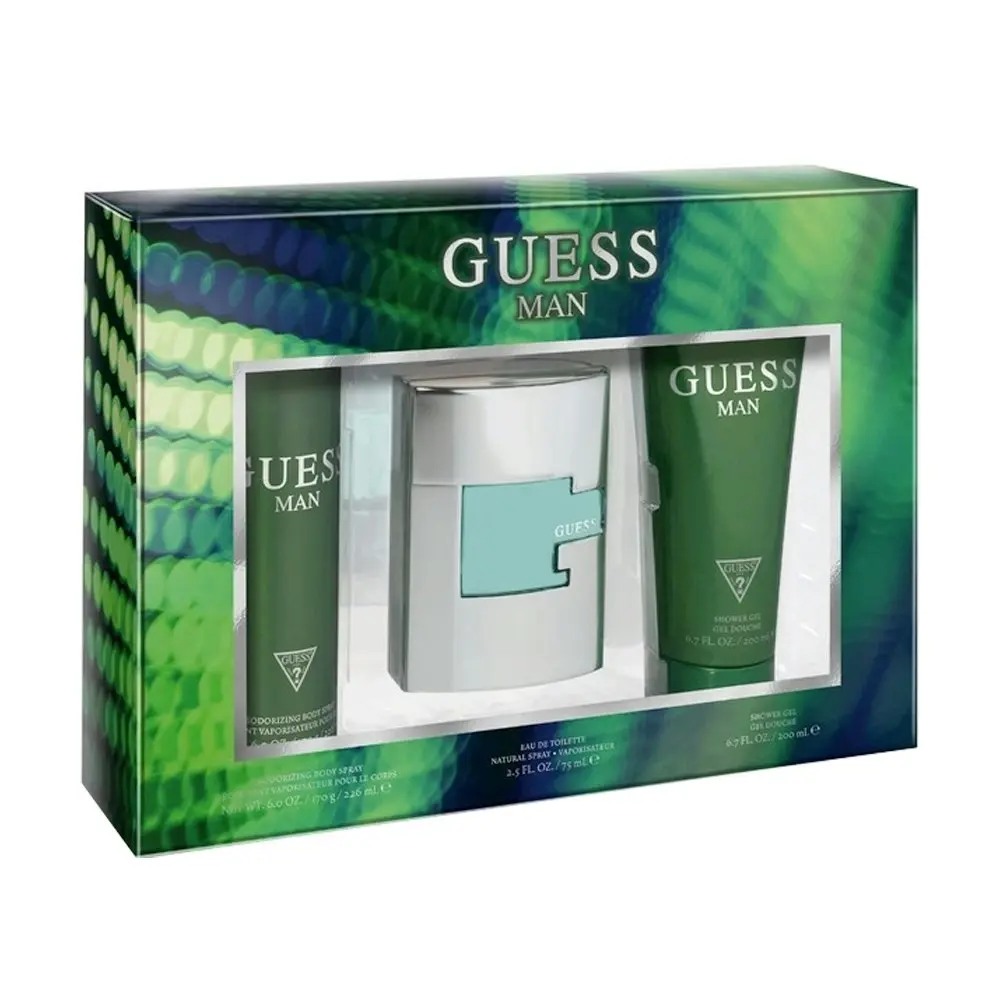 3pc Guess Man 75ml Eau De Toilette Fragrance Shower Gel Wash & Body Spray Set - Beauty