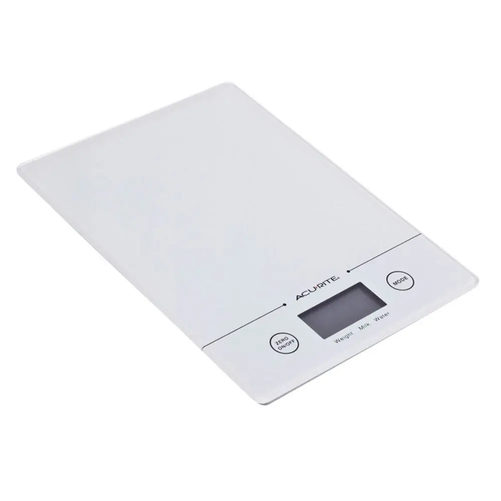 AcuRite Slim Line Glass 1g/5kg Digital Kitchen Food/Nutrition Scale Weight White - Home & Garden