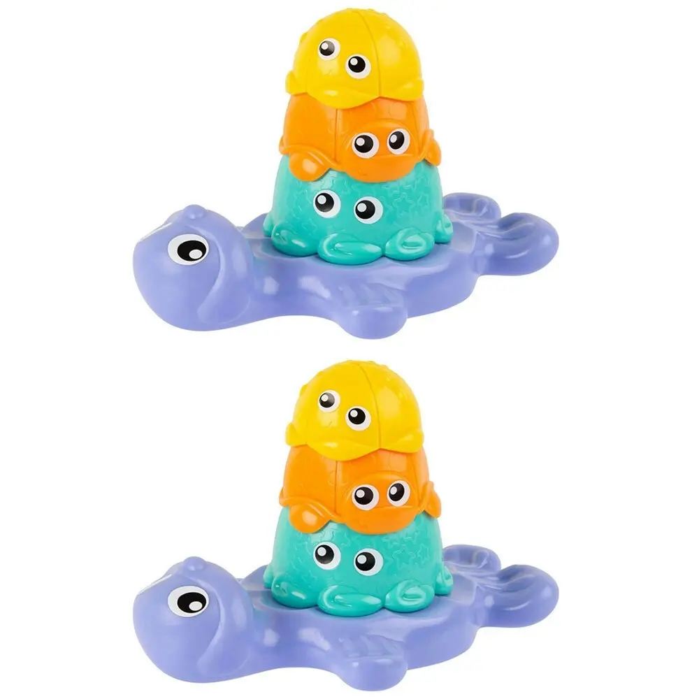 2x Playgro 123 Stack Me Seal Animal Baby Bath Textured Cup Water Play Toys 9m+