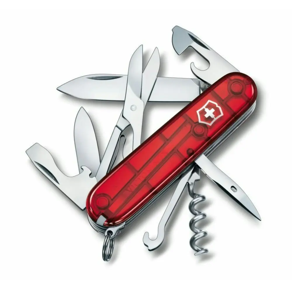 Victorinox Climber Swiss Army Knife Cyber Ruby Translucent - Sports & Outdoor