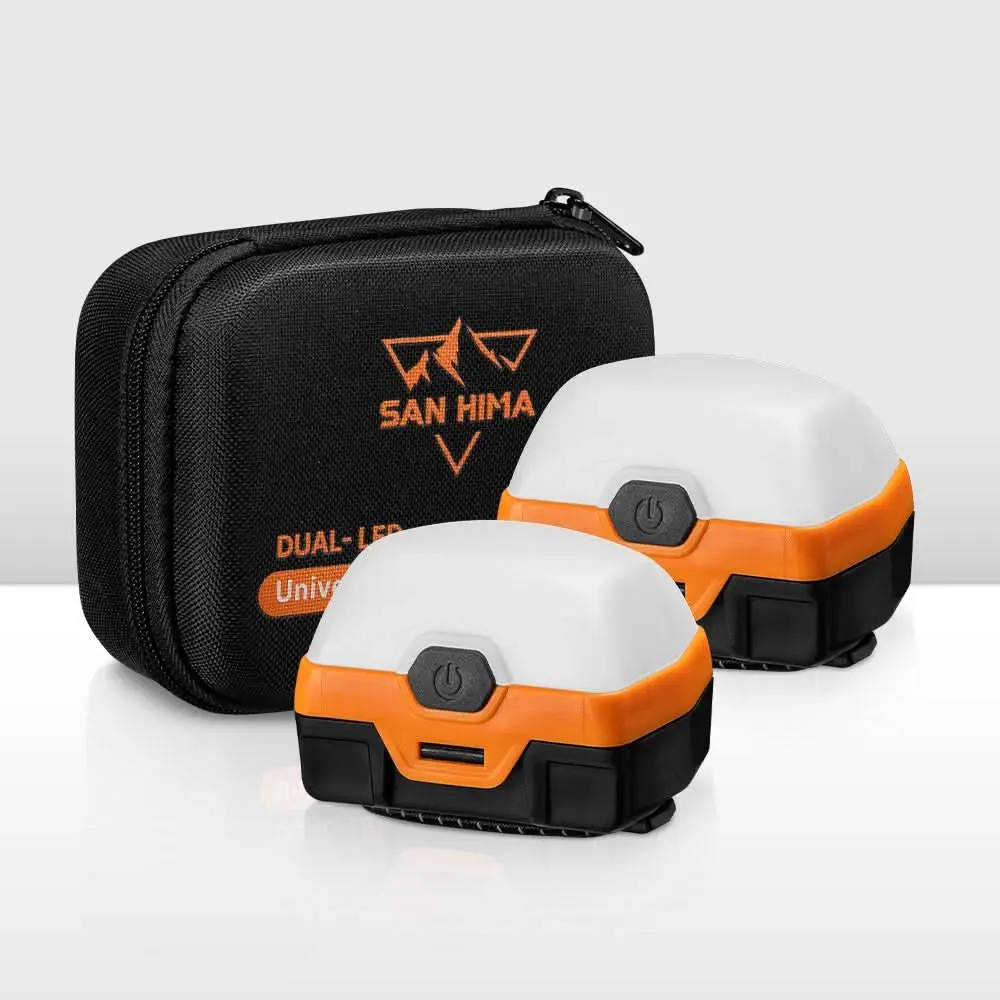 San Hima 2xLED Camping Lantern Light Rechargeable w/ Lithium Battery Amber White - Sports & Outdoor