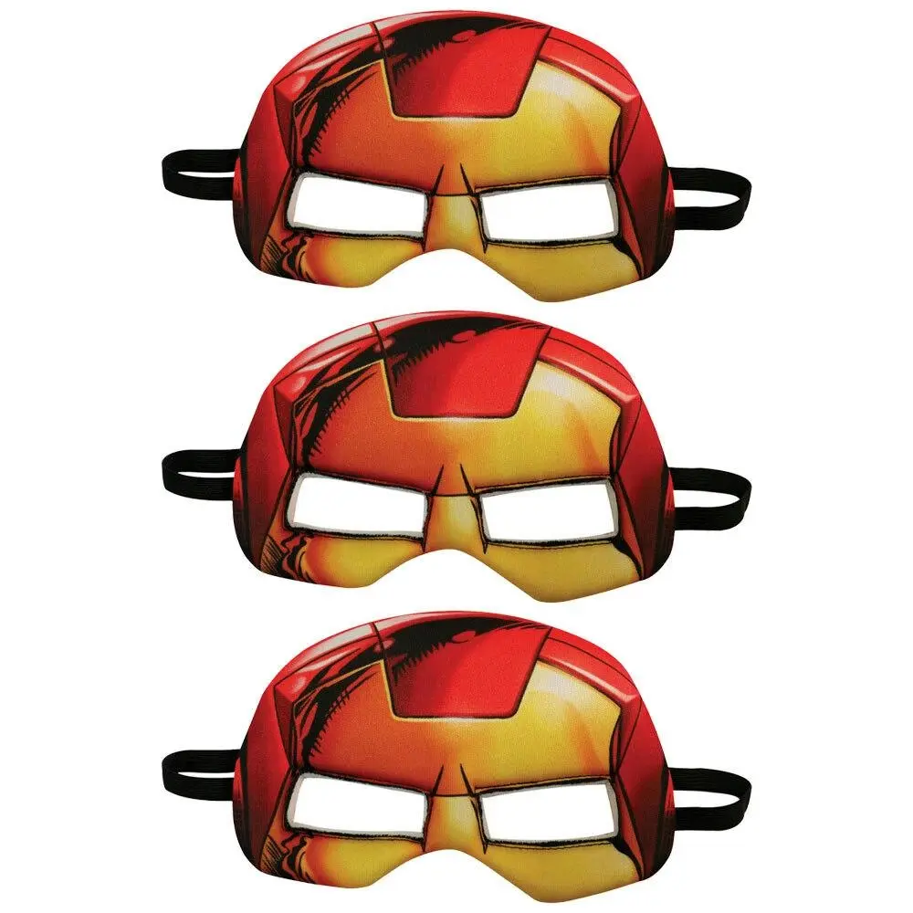 3x Marvel Avengers Iron Man Plush Eye Mask Superhero Halloween Kids/Boys Costume - Fashion
