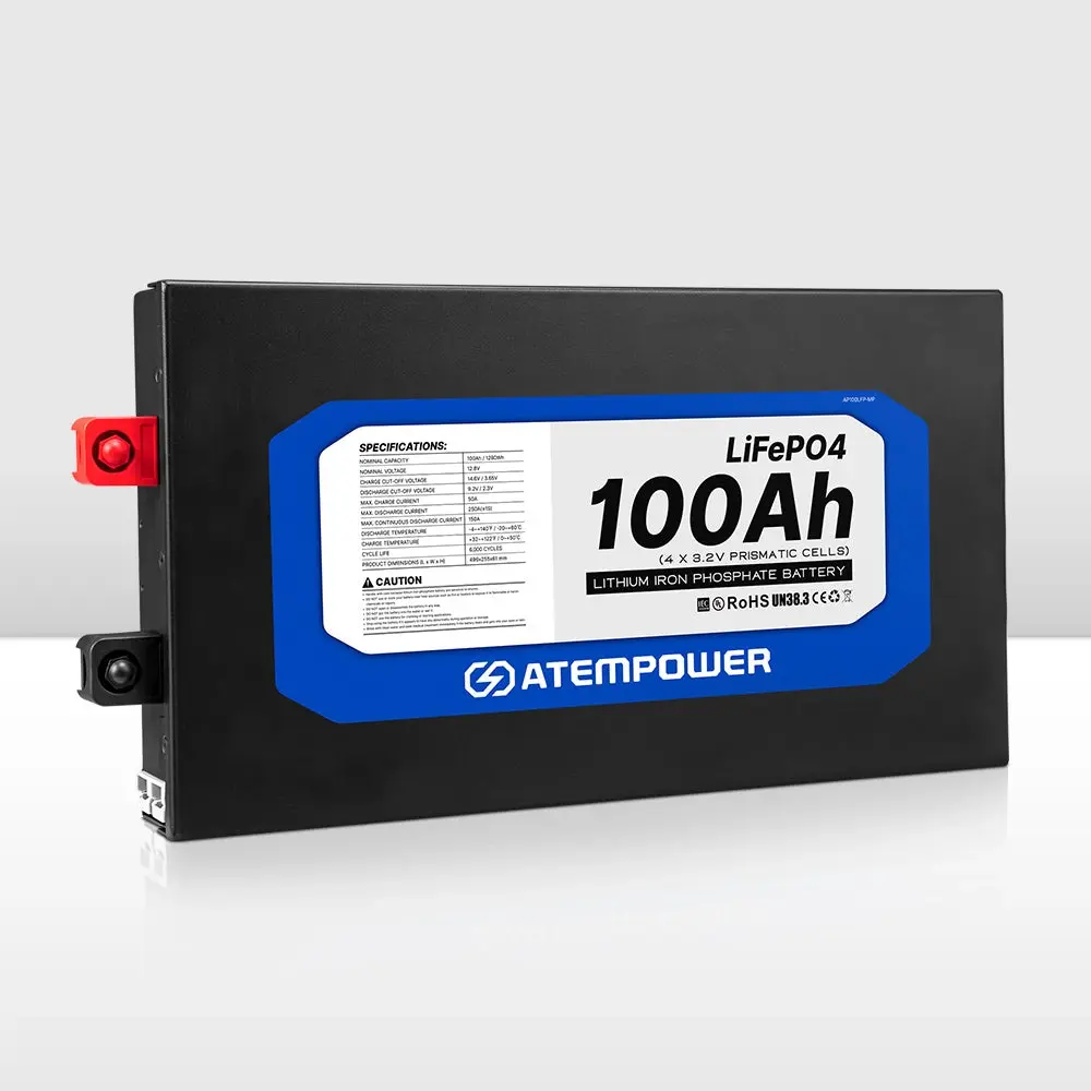 ATEMPOWER 100Ah 12V Slimline Lithium Battery LiFePO4 Deep Cycle Battery - Automotive
