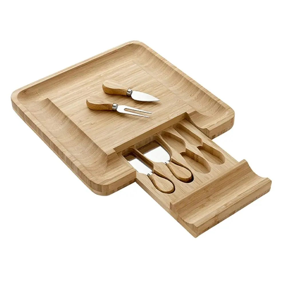 Ladelle Tempa Fromagerie Square Bamboo Serving Grazing Board/Cutlery Platter Set - Home & Garden