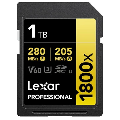 Lexar LSD1800001T-BNNNG Professional Sdxc Memory Card 1800x 1tb Class 10 Uhs-ii U3 Gold Series