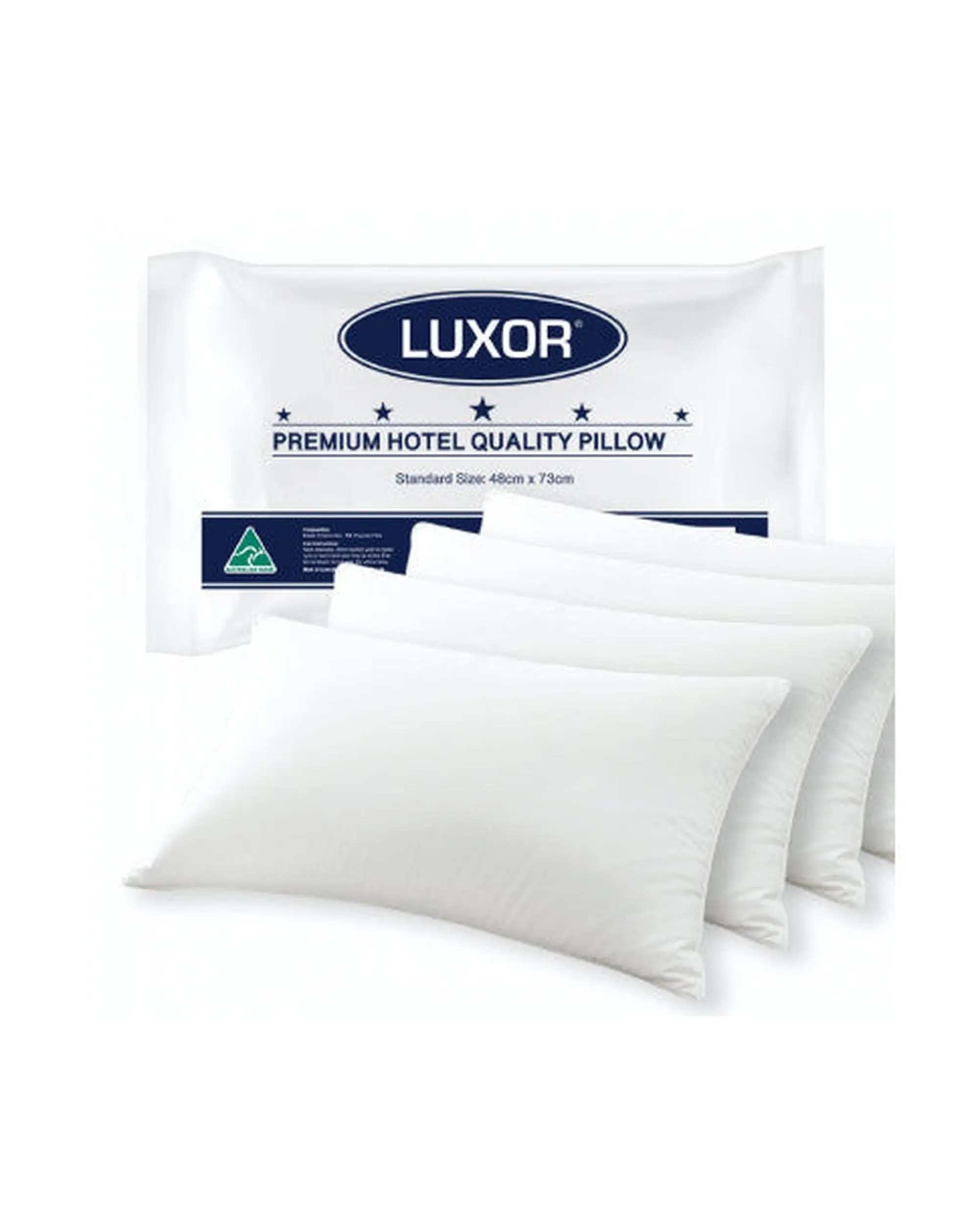 Luxor Australian Made Hotel Quality Pillow Standard Size Four Pack - Home & Garden