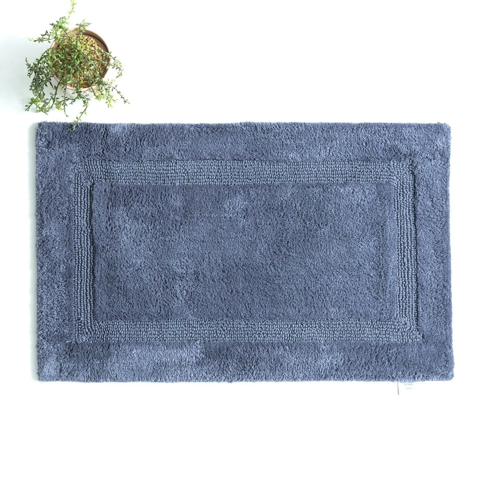 Renee Taylor Soho 80cm Cotton Bathroom/Toilet Floor Mat/Rug Reversible Blue - Home & Garden