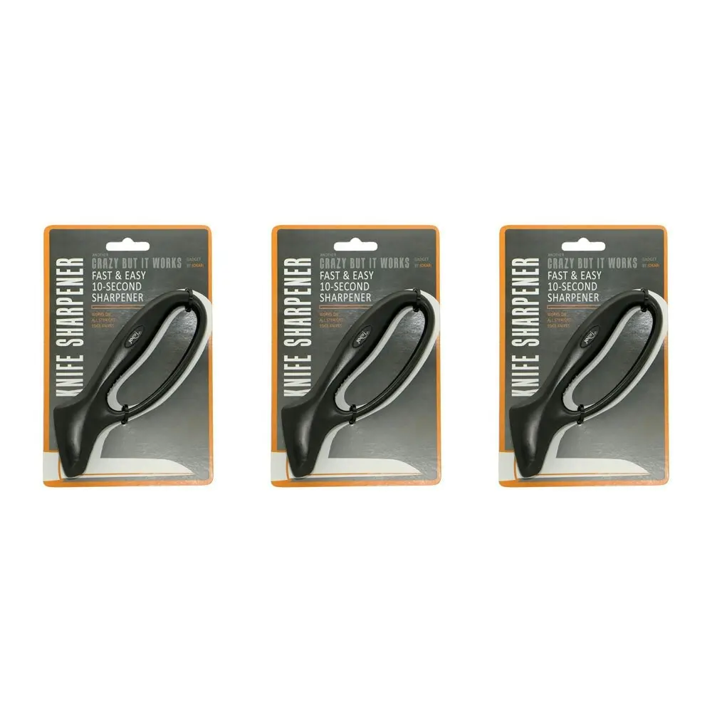 3x Jokari Carbide Steel Knife Sharpener For Straight Edge Knives BLK 16cm - Home & Garden