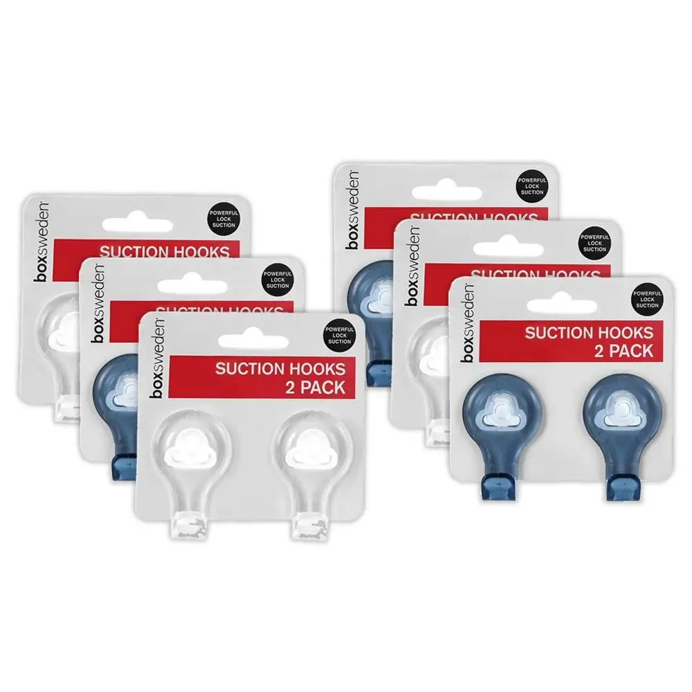12pc Boxsweden Bano 5.5cm Wall Suction Hook Hanging Organiser Storage Assorted - Home & Garden