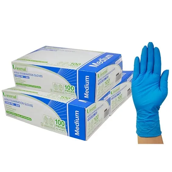 Universal Nitrile Powder Free Gloves Medium Blue AS/NZ HACCP Grade 100 Box x10 - Commercial