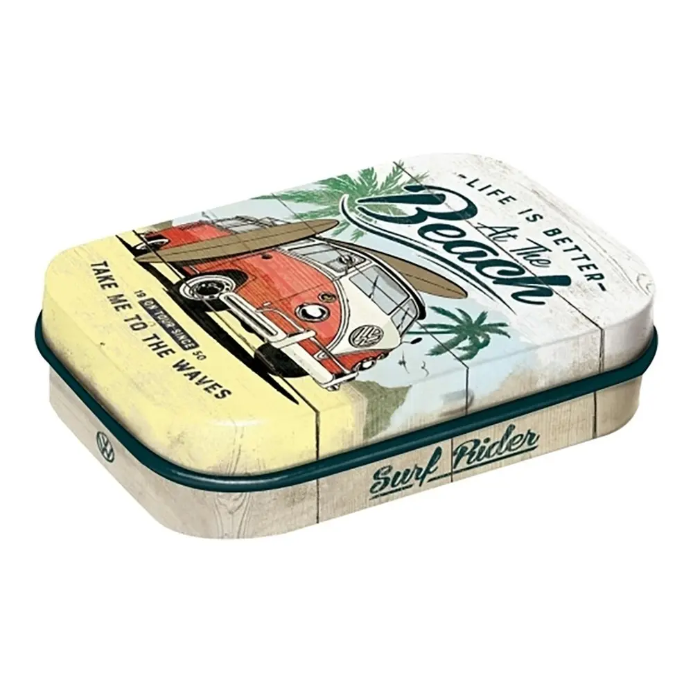 Nostalgic Art 6cm Metal Tin Mint Box VW Bulli Beach Fresh Breath Hard Candy - Groceries