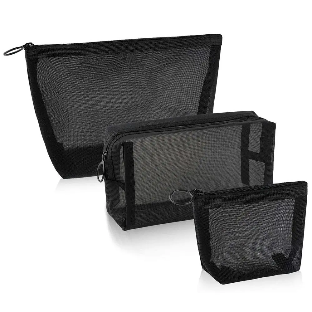 3 Pack Women Men Necessary Cosmetic Bag Transparent Mesh Travel Organizer - Home & Garden