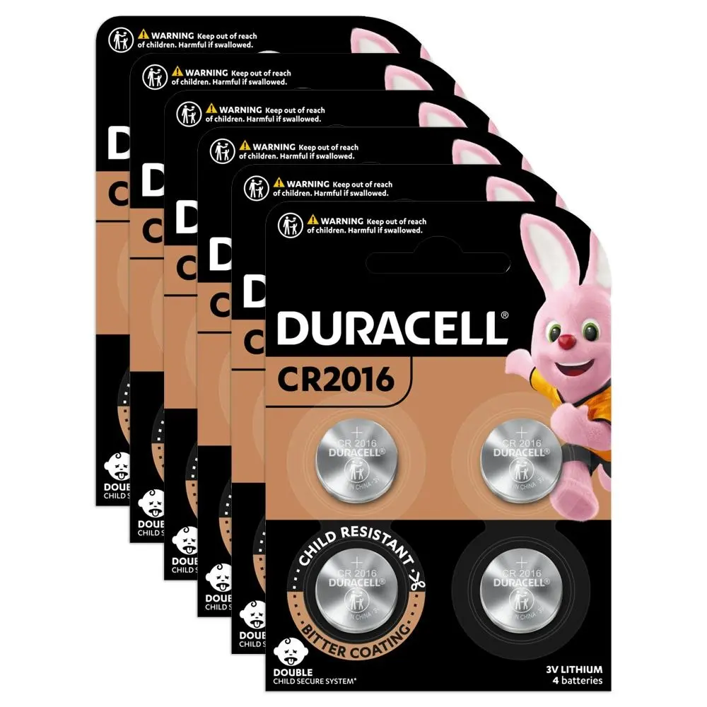 6x 4pc Duracell Specialty 2016 Lithium Coin Battery Pack Single Use - Electronics