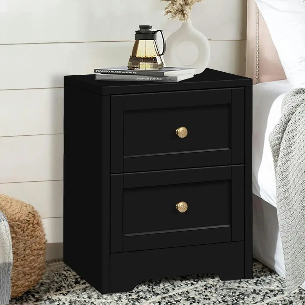 Alfordson Bedside Table Hamptons Black - Furniture