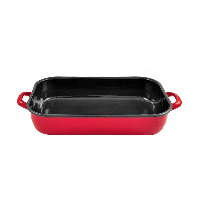 Urban Style 4.8L Enamel Baking Dish Rectangle Roasting Tray Oven Bakeware Red - Home & Garden